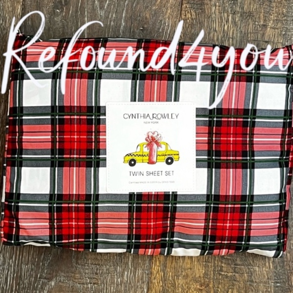 Cynthia Rowley - ‘Festive Red/Green Plaid’ Twin Sheet Set. NWT. Firm!  Last one!